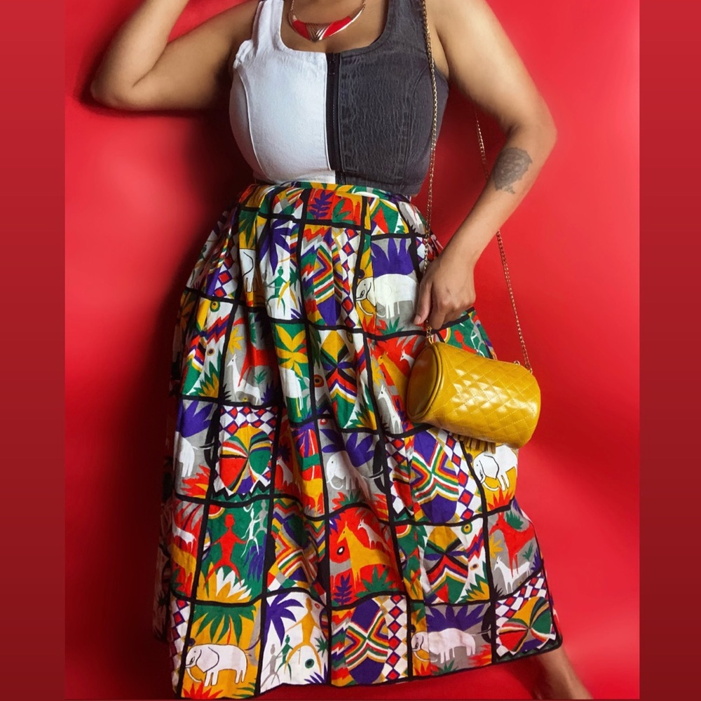 Vintage colorful jungle skirt size 12